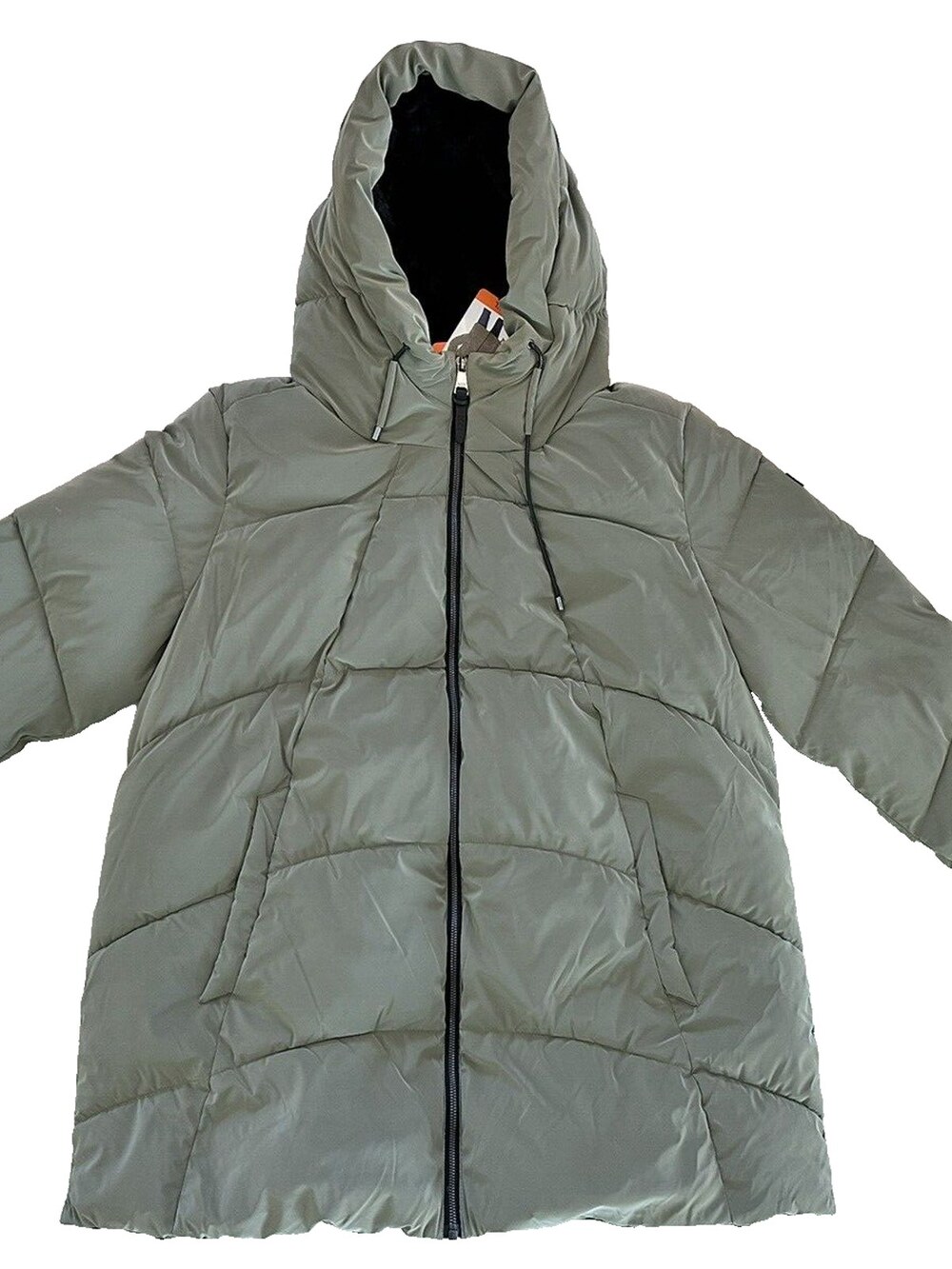 DKNY Puffer Jacket Women's 2XL XXL Fur Lined Velvet Touch Parka Sage Green